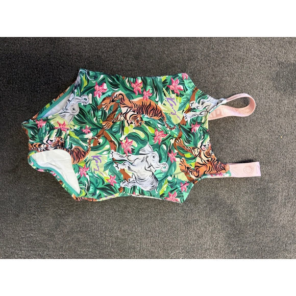 Girls Kenzo Swimsuit Green Pink Size 2